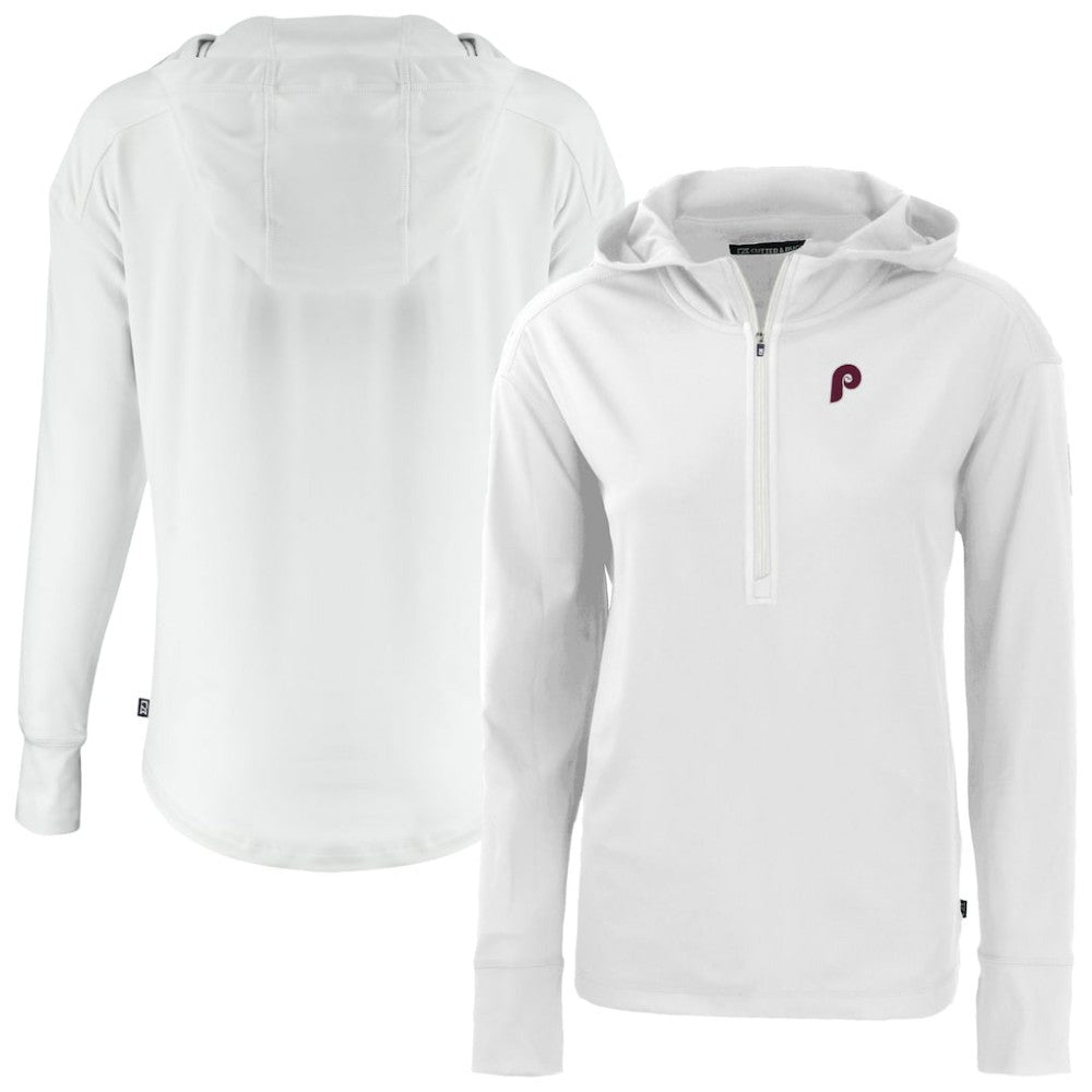 White Philadelphia Phillies Cutter & Buck Women's Daybreak Eco Recycled Half-Zip Hoodie