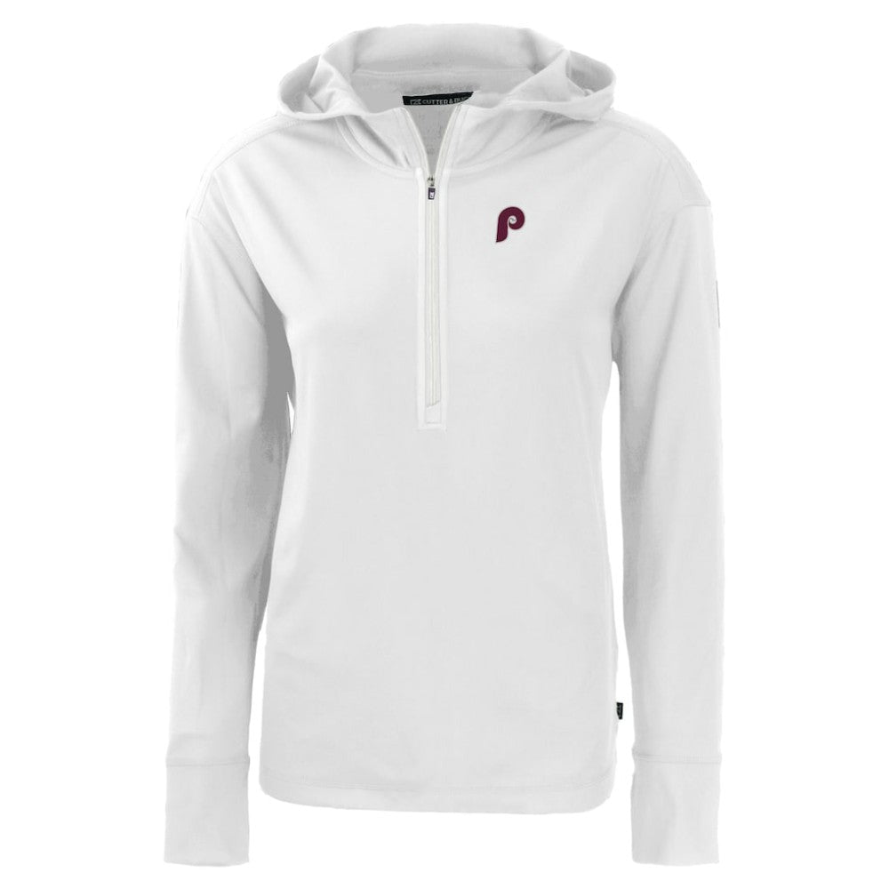 White Philadelphia Phillies Cutter & Buck Women's Daybreak Eco Recycled Half-Zip Hoodie