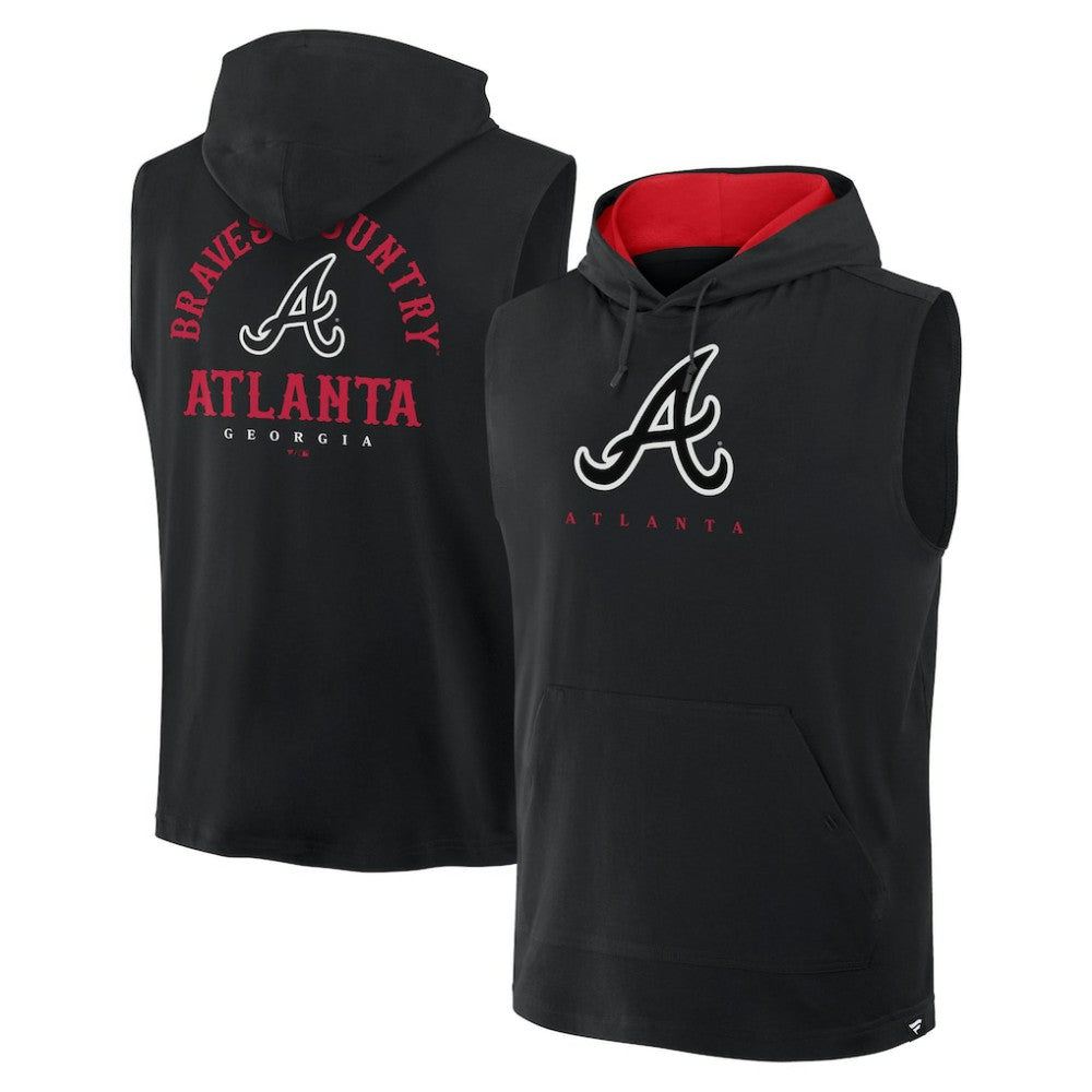 Black Atlanta Braves Fanatics Fire Speed Sleeveless Pullover Hoodie