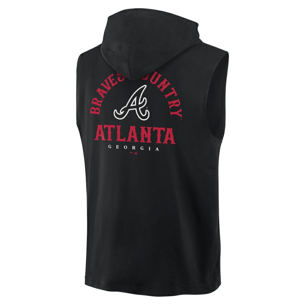 Black Atlanta Braves Fanatics Fire Speed Sleeveless Pullover Hoodie