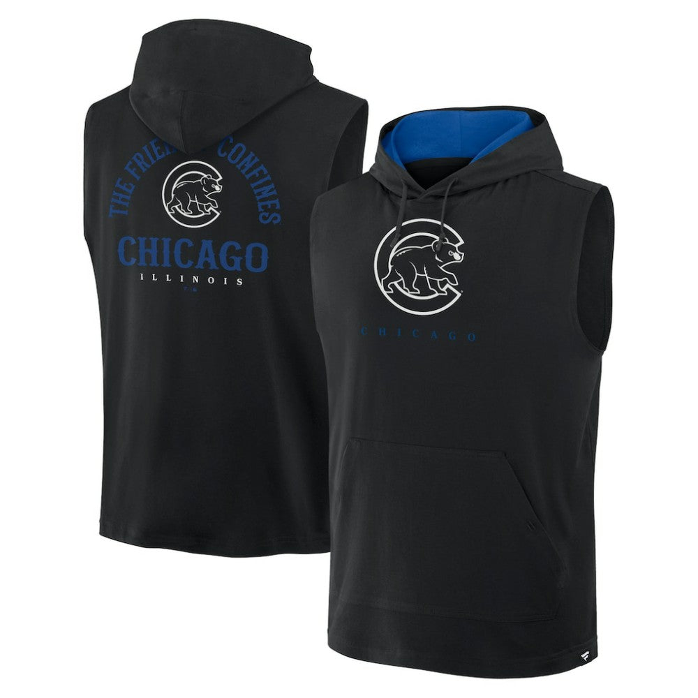 Black Chicago Cubs Fanatics Fire Speed Sleeveless Pullover Hoodie