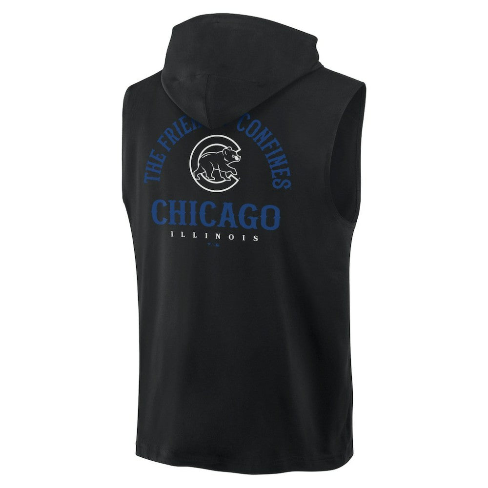Black Chicago Cubs Fanatics Fire Speed Sleeveless Pullover Hoodie