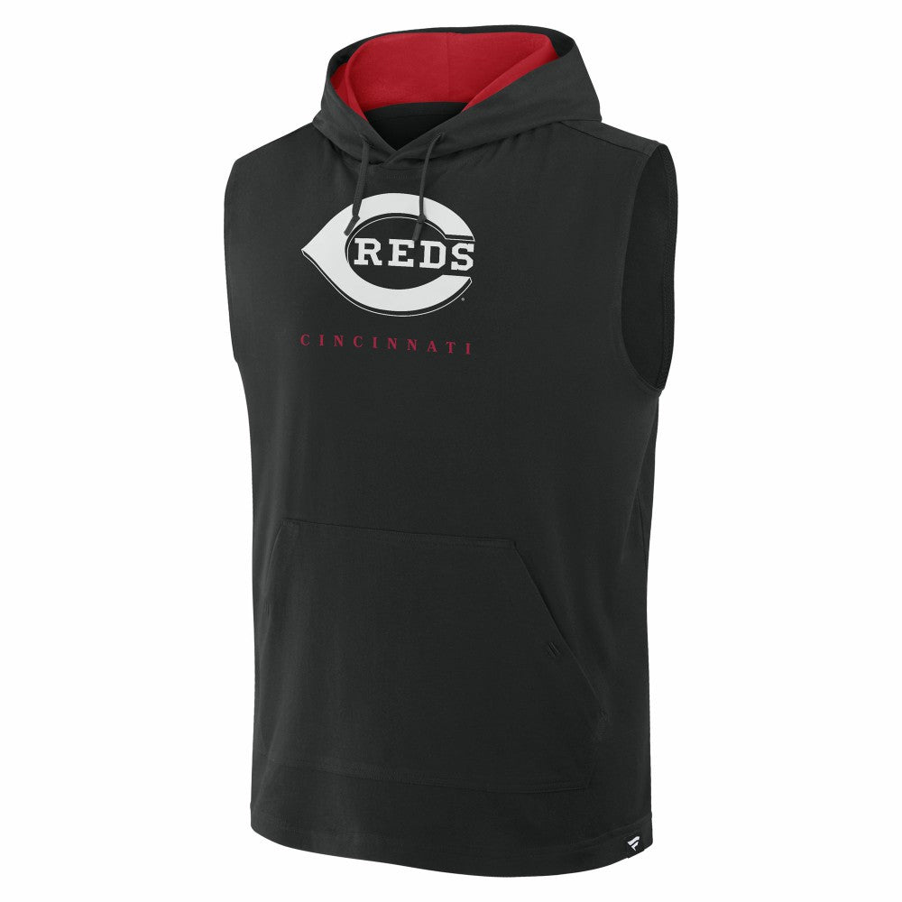 Black Cincinnati Reds Fanatics Fire Speed Sleeveless Pullover Hoodie