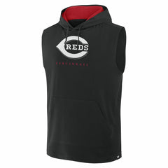 Black Cincinnati Reds Fanatics Fire Speed Sleeveless Pullover Hoodie