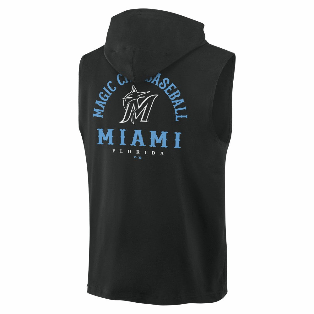 Black Miami Marlins Fanatics Fire Speed Sleeveless Pullover Hoodie