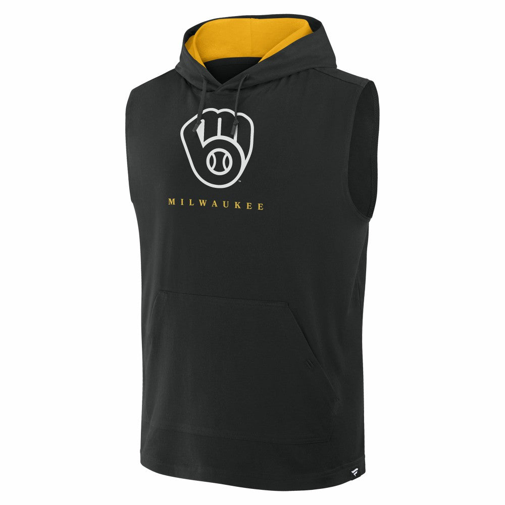 Black Milwaukee Brewers Fanatics Fire Speed Sleeveless Pullover Hoodie