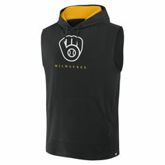 Black Milwaukee Brewers Fanatics Fire Speed Sleeveless Pullover Hoodie
