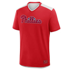 Red Philadelphia Phillies Fanatics Walk Off V-Neck T-Shirt