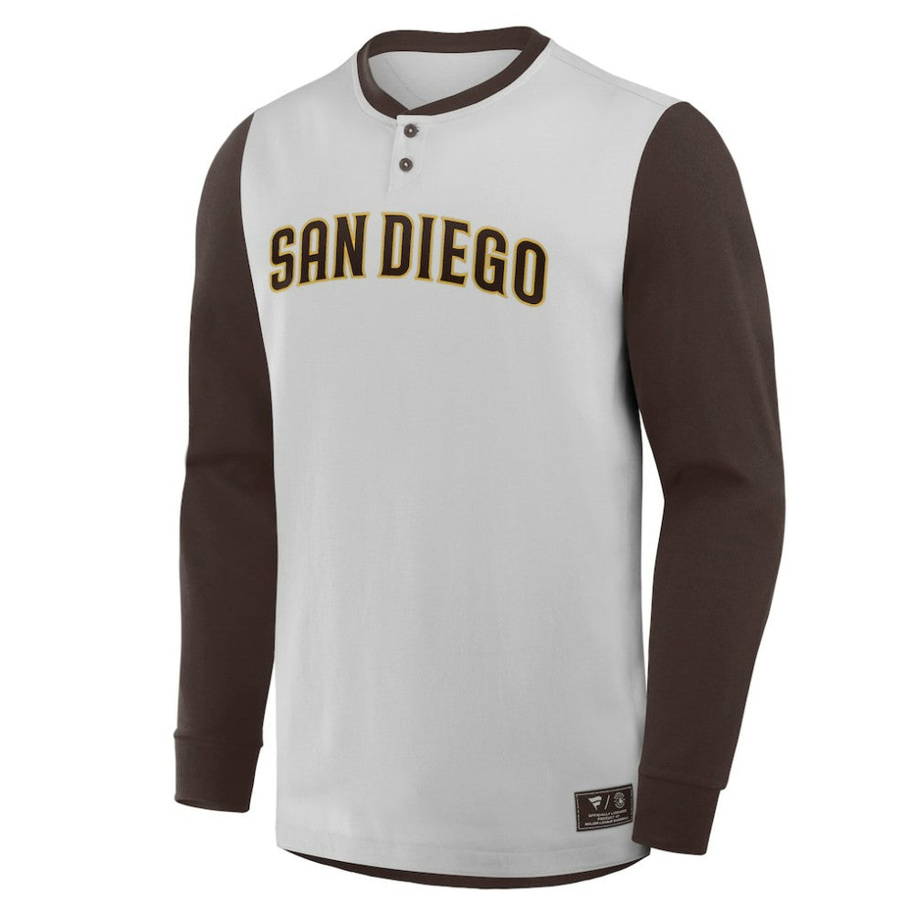 Gray/Brown San Diego Padres Fanatics Clubhouse Long Sleeve Henley Shirt
