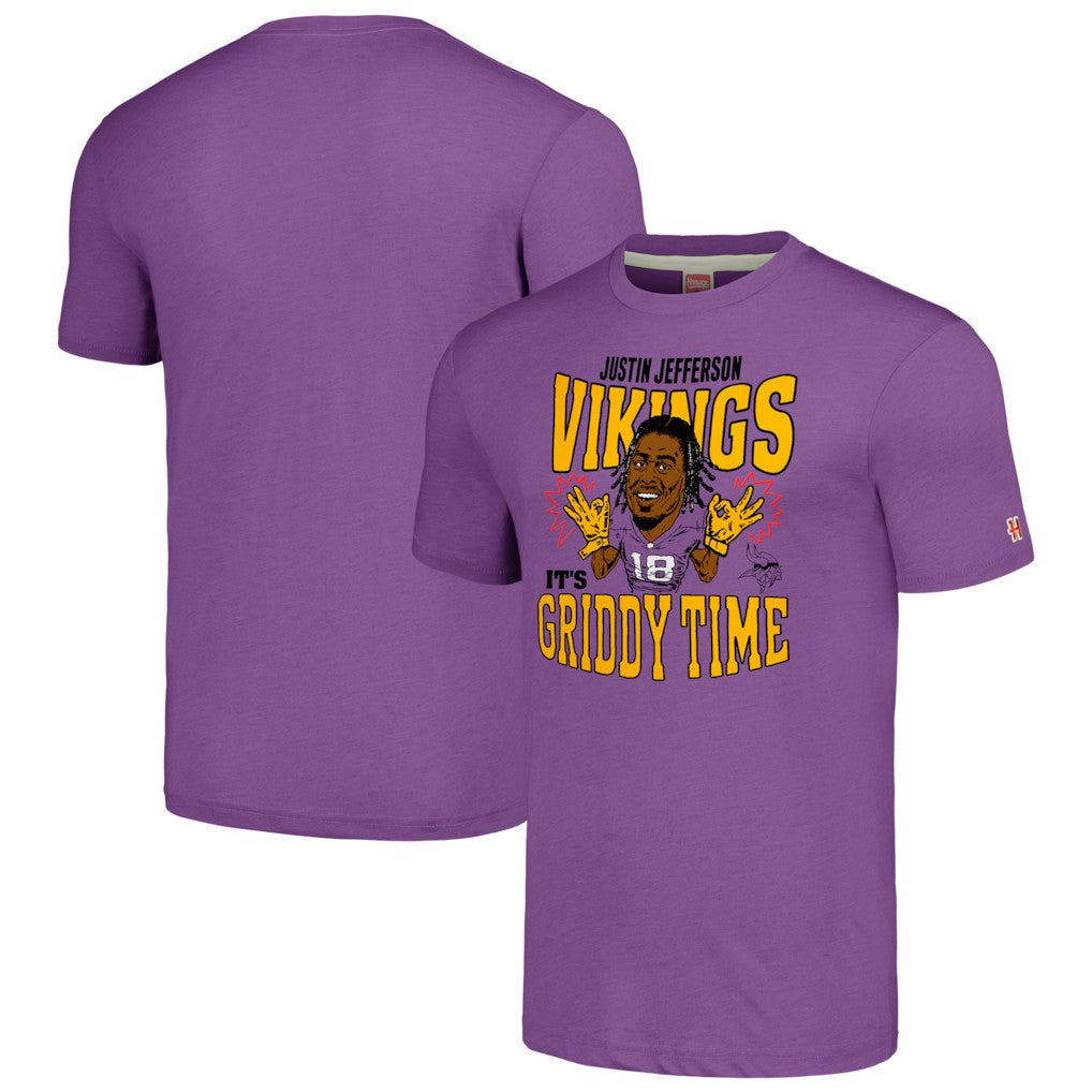 Justin Jefferson  Homage Unisex Caricature Player Tri-Blend T-Shirt - Minnesota Vikings T-shirts