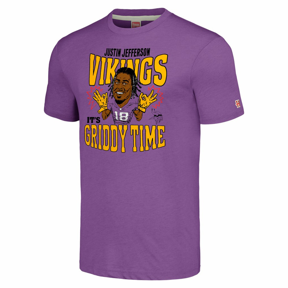 Justin Jefferson  Homage Unisex Caricature Player Tri-Blend T-Shirt - Minnesota Vikings T-shirts