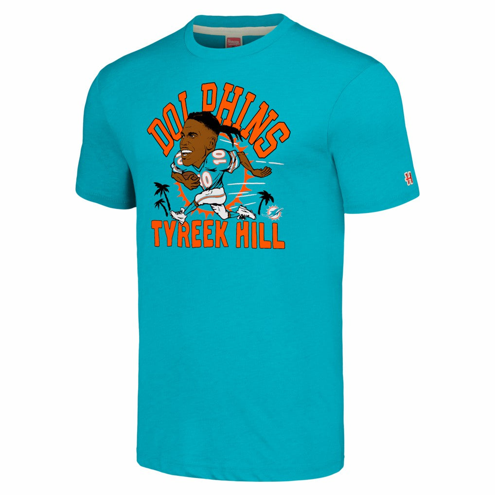 Tyreek Hill  Homage Unisex Caricature Player Tri-Blend T-Shirt - Miami Dolphins T-shirts