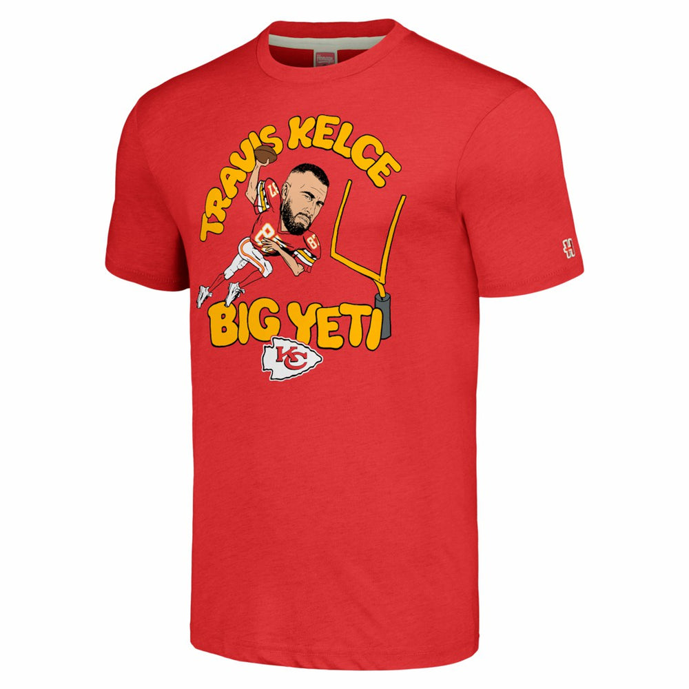 Travis Kelce  Homage Unisex Caricature Player Tri-Blend T-Shirt - Kansas City Chiefs T-shirts