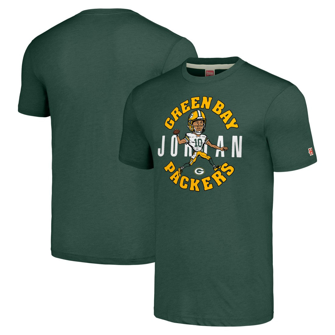 Jordan Love  Homage Unisex Caricature Player Tri-Blend T-Shirt - Green Bay Packers T-shirts