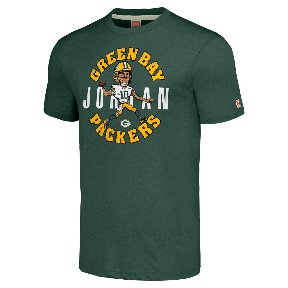 Jordan Love  Homage Unisex Caricature Player Tri-Blend T-Shirt - Green Bay Packers T-shirts