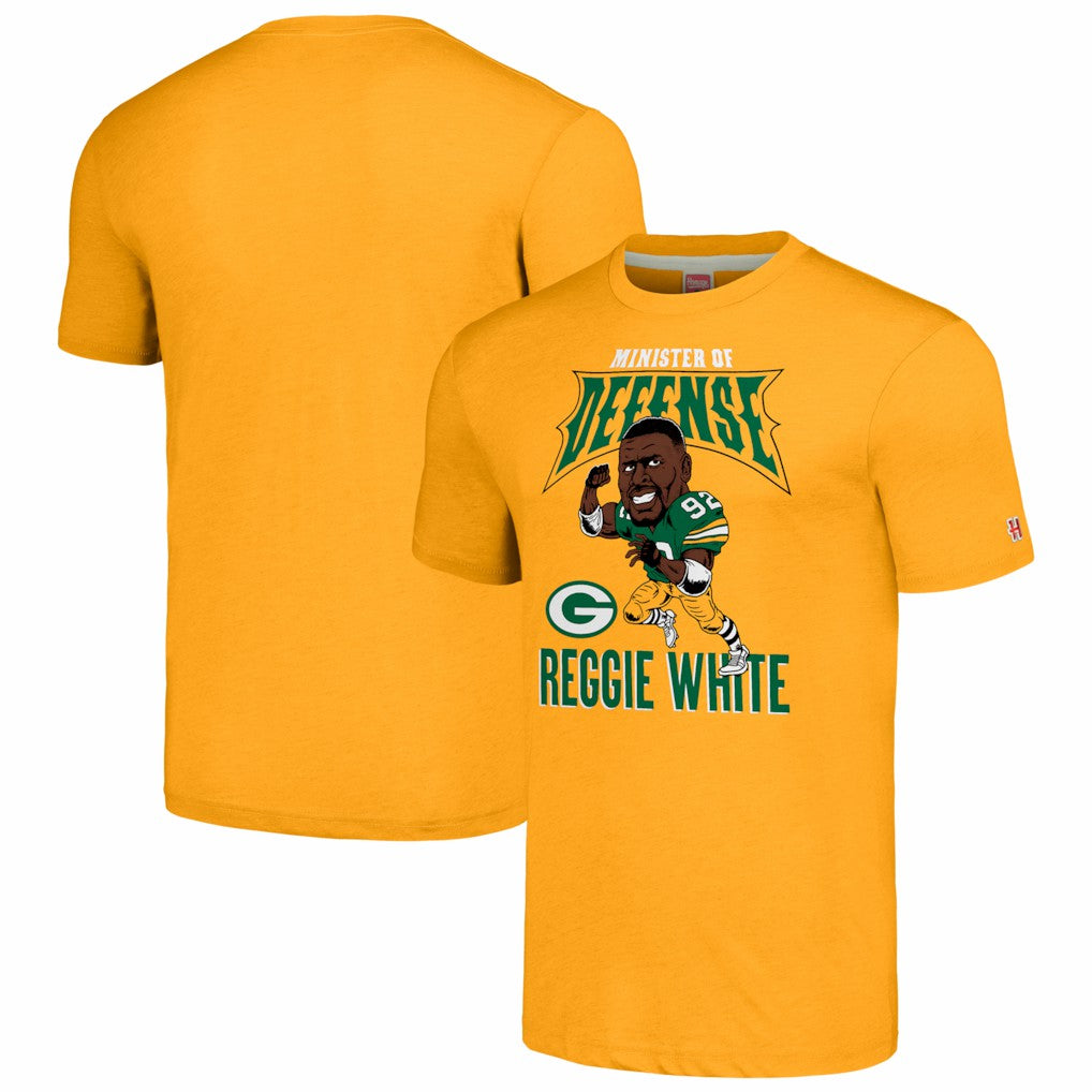 Reggie White  Homage Unisex Caricature Retired Player Tri-Blend T-Shirt - Green Bay Packers T-shirts