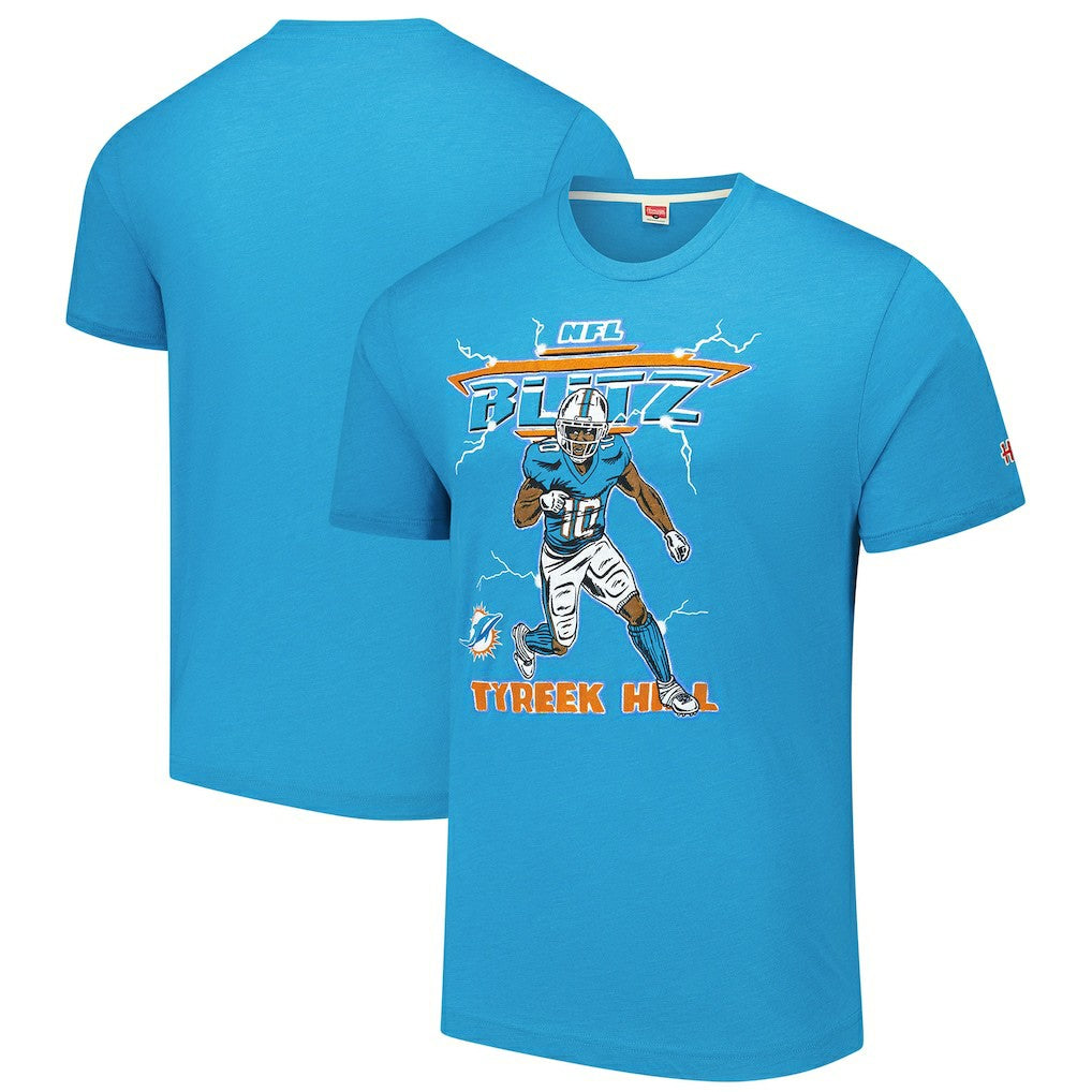 Tyreek Hill  Homage Unisex NFL Blitz Player Tri-Blend T-Shirt - Miami Dolphins T-shirts
