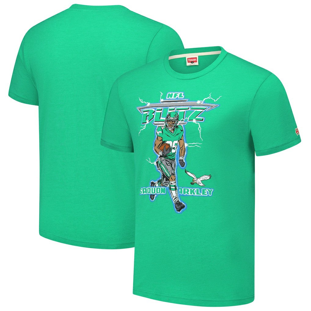 Saquon Barkley  Homage Unisex NFL Blitz Player Tri-Blend T-Shirt - Philadelphia Eagles T-shirts