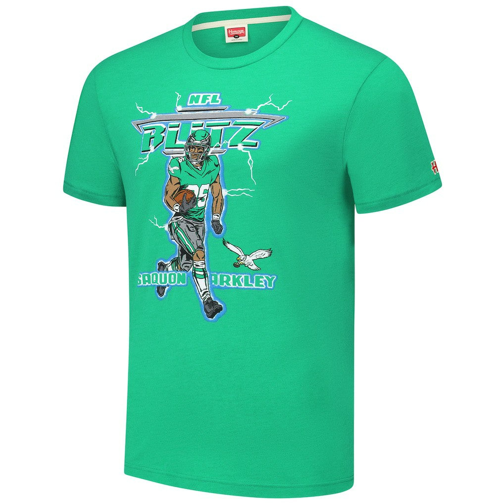 Saquon Barkley  Homage Unisex NFL Blitz Player Tri-Blend T-Shirt - Philadelphia Eagles T-shirts