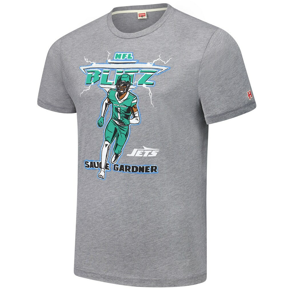 Ahmad Sauce Gardner  Homage Unisex NFL Blitz Player Tri-Blend T-Shirt - New York Jets T-shirts