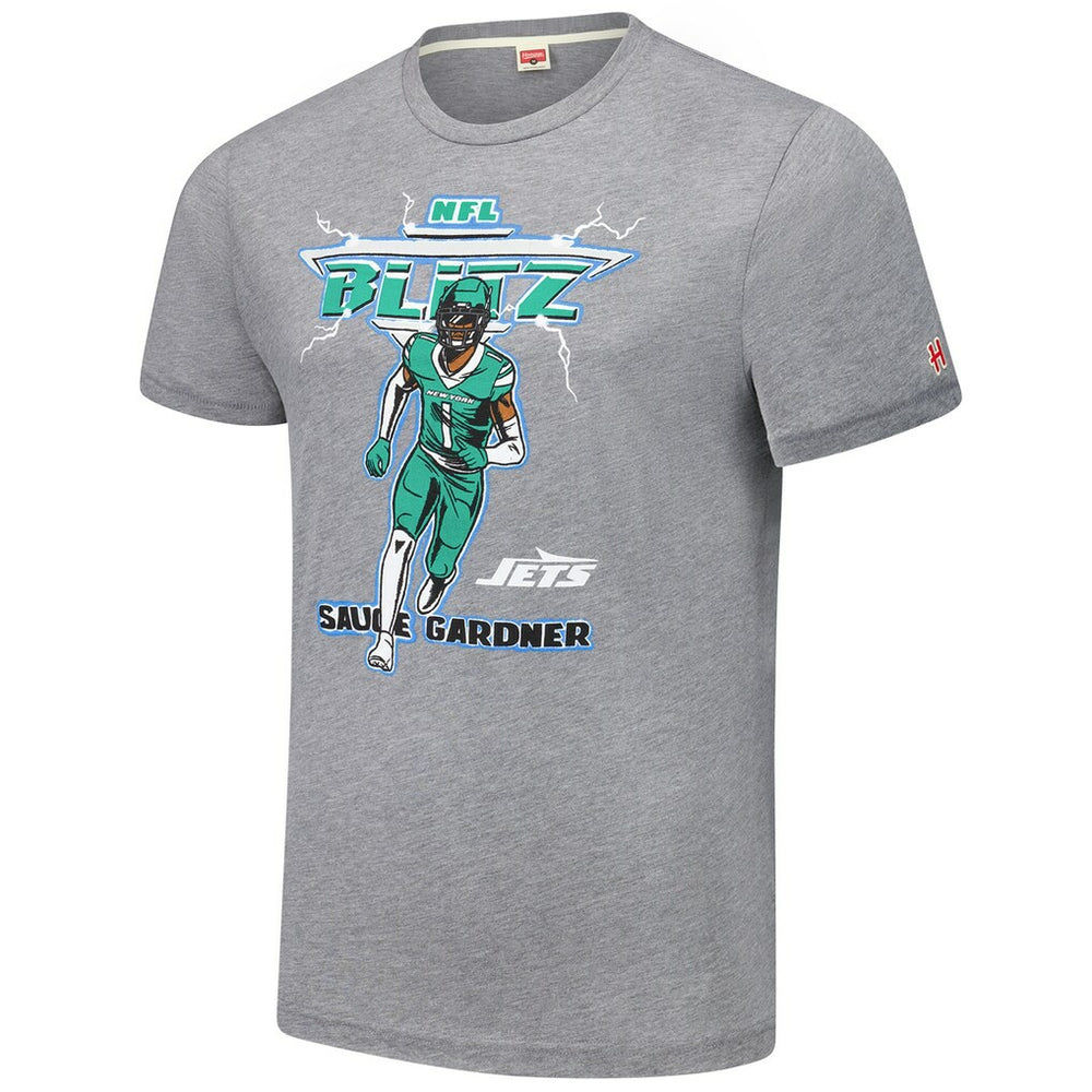 Ahmad Sauce Gardner  Homage Unisex NFL Blitz Player Tri-Blend T-Shirt - New York Jets T-shirts