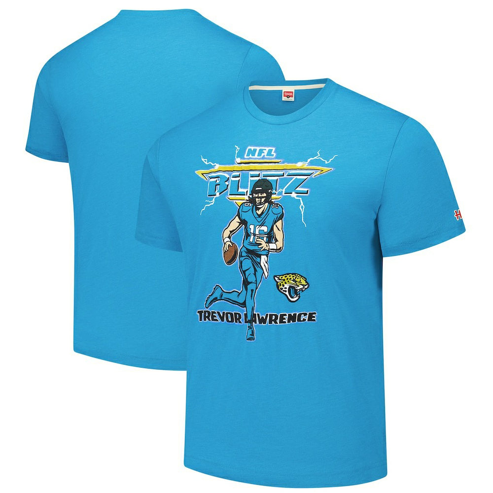 Trevor Lawrence  Homage Unisex NFL Blitz Player Tri-Blend T-Shirt - Jacksonville Jaguars T-shirts