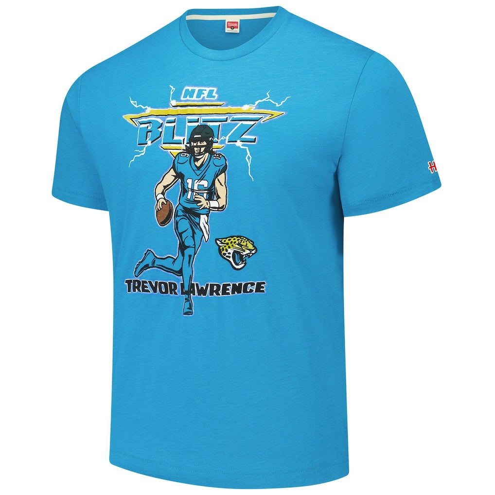 Trevor Lawrence  Homage Unisex NFL Blitz Player Tri-Blend T-Shirt - Jacksonville Jaguars T-shirts