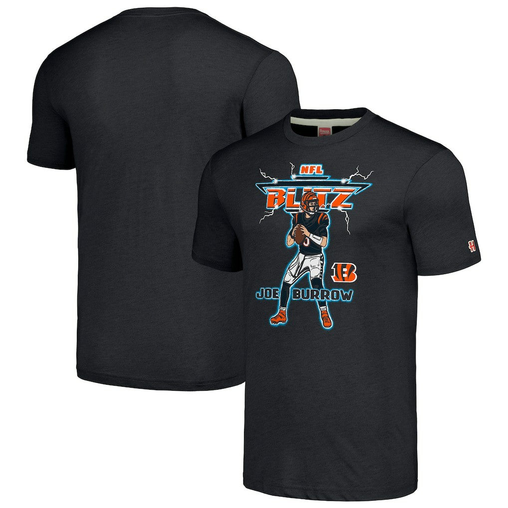 Joe Burrow  Homage Unisex NFL Blitz Player Tri-Blend T-Shirt - Cincinnati Bengals T-shirts