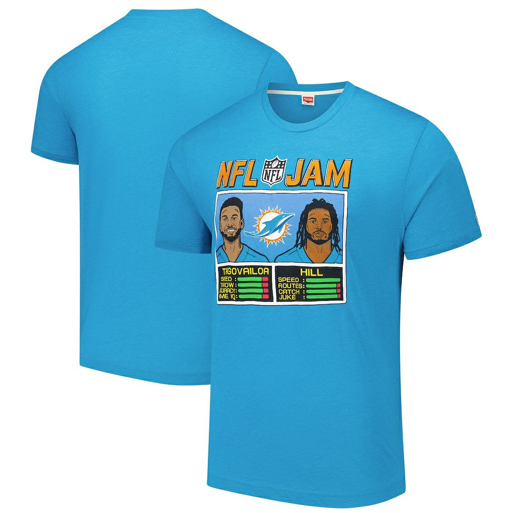 Tua Tagovailoa & Tyreek Hill  Homage Unisex NFL Jam Tri-Blend T-Shirt - Miami Dolphins T-shirts
