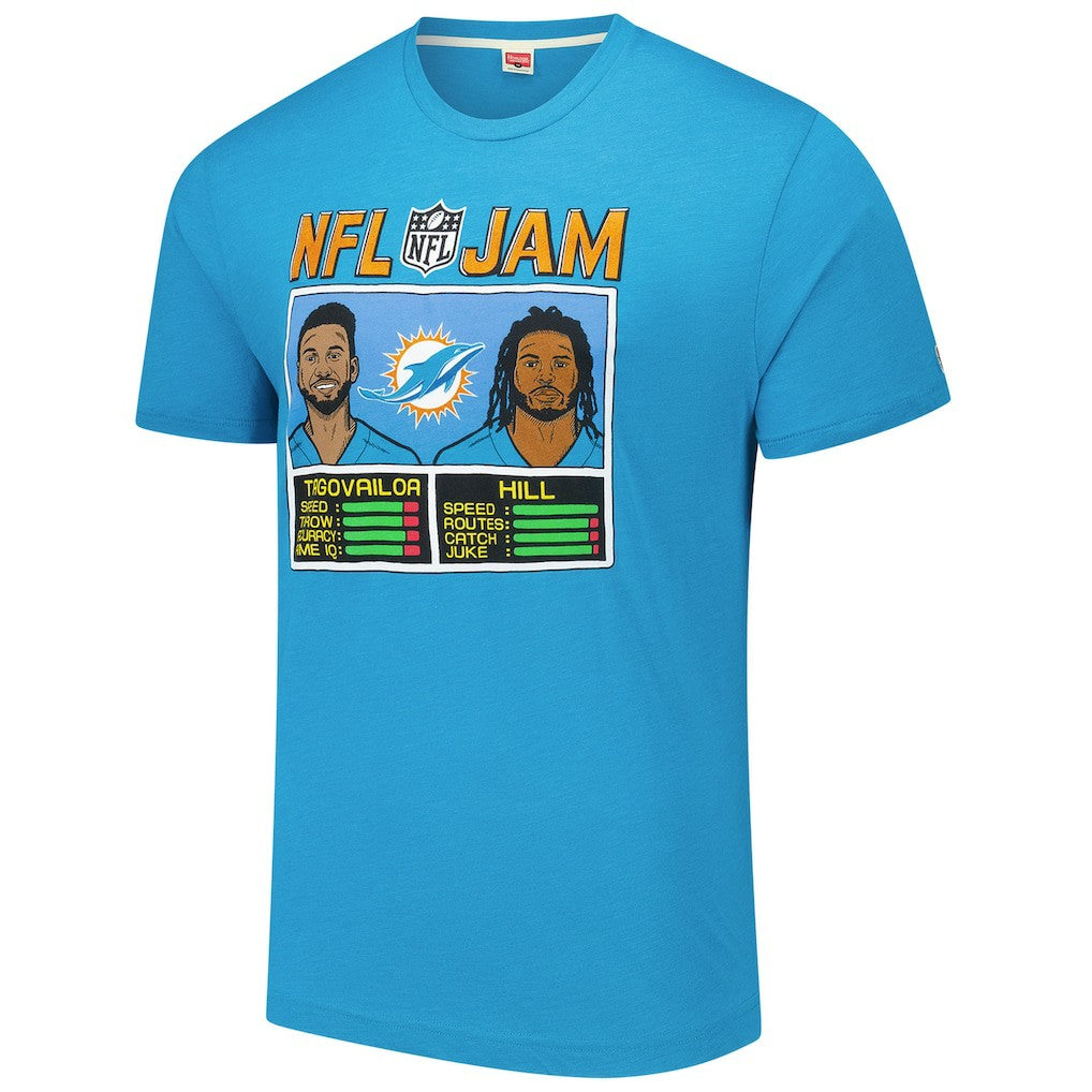 Tua Tagovailoa & Tyreek Hill  Homage Unisex NFL Jam Tri-Blend T-Shirt - Miami Dolphins T-shirts