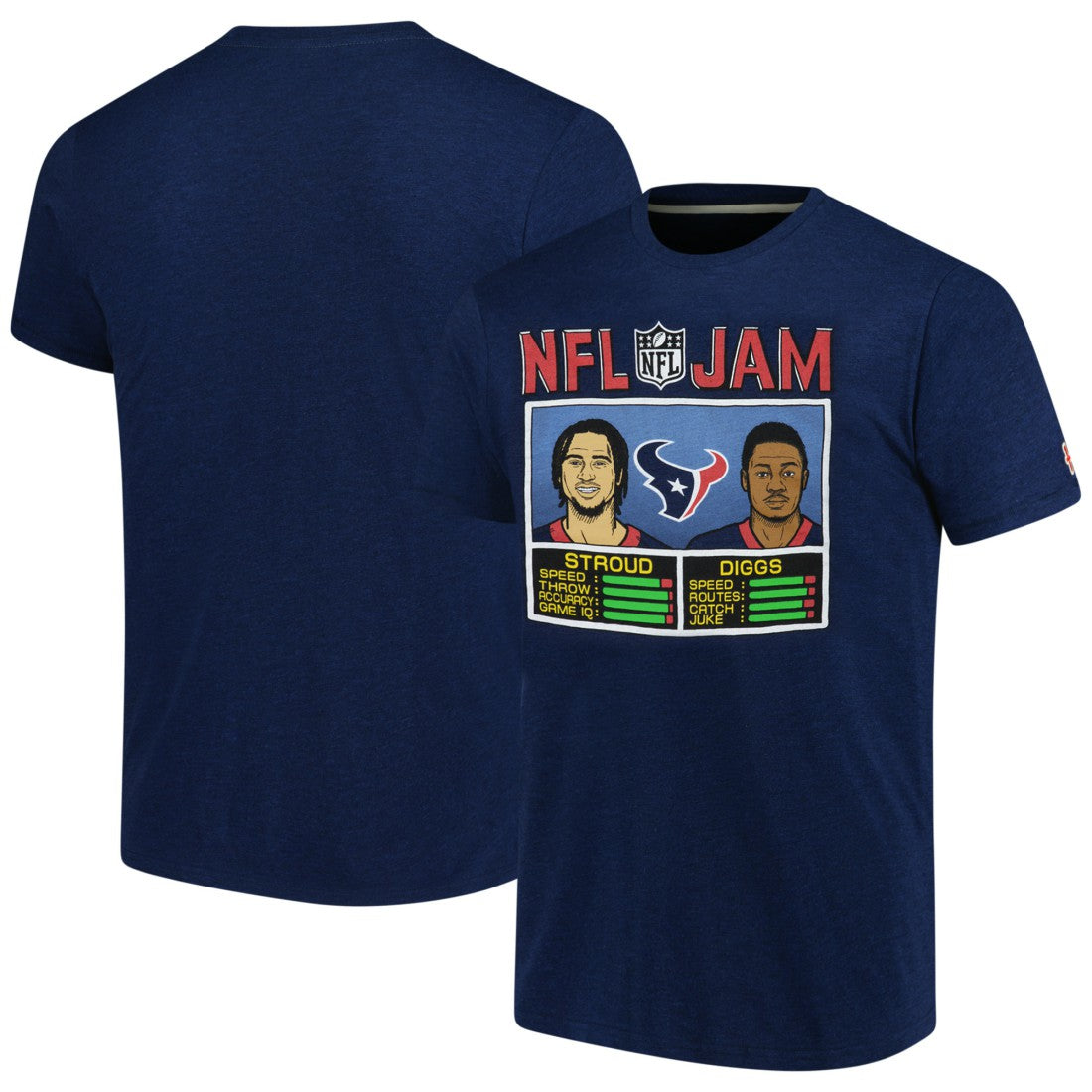 C.J. Stroud & Stefon Diggs  Homage Unisex NFL Jam Tri-Blend T-Shirt - Houston Texans T-shirts