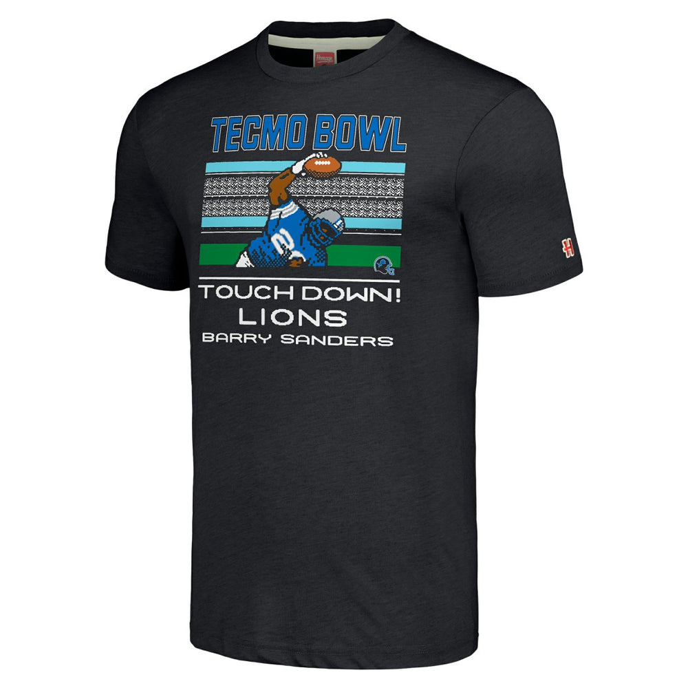 Barry Sanders  Homage Unisex Tecmo Bowl Retired Player Graphic Tri-Blend T-Shirt - Detroit Lions T-shirts