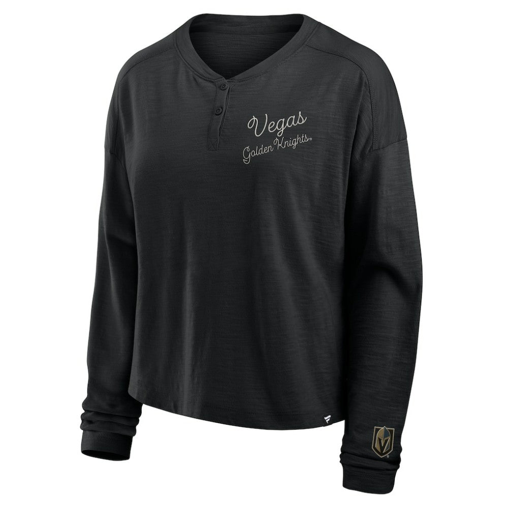 NHL Vegas Golden Knights Fanatics Women's Oversized All Out Effort Long Sleeve Henley T-Shirt