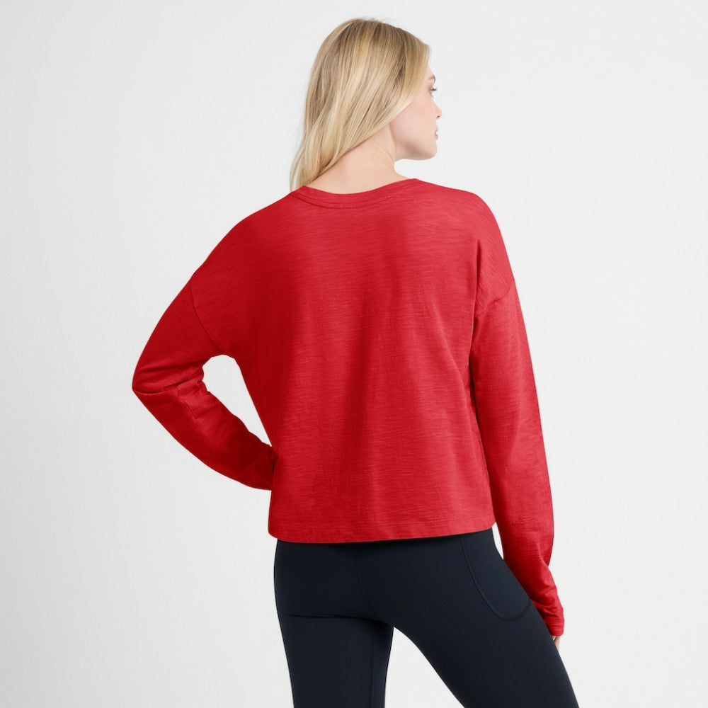 NHL New Jersey Devils Fanatics Women's Oversized All Out Effort Long Sleeve Henley T-Shirt