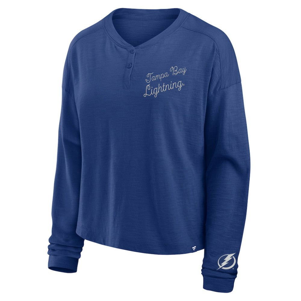 NHL Tampa Bay Lightning Fanatics Women's Oversized All Out Effort Long Sleeve Henley T-Shirt