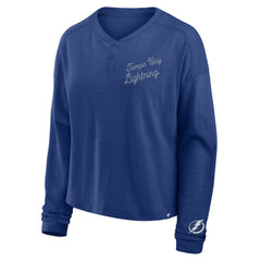 NHL Tampa Bay Lightning Fanatics Women's Oversized All Out Effort Long Sleeve Henley T-Shirt