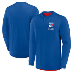NHL New York Rangers Fanatics Adrenaline Push Long Sleeve Henley Shirt