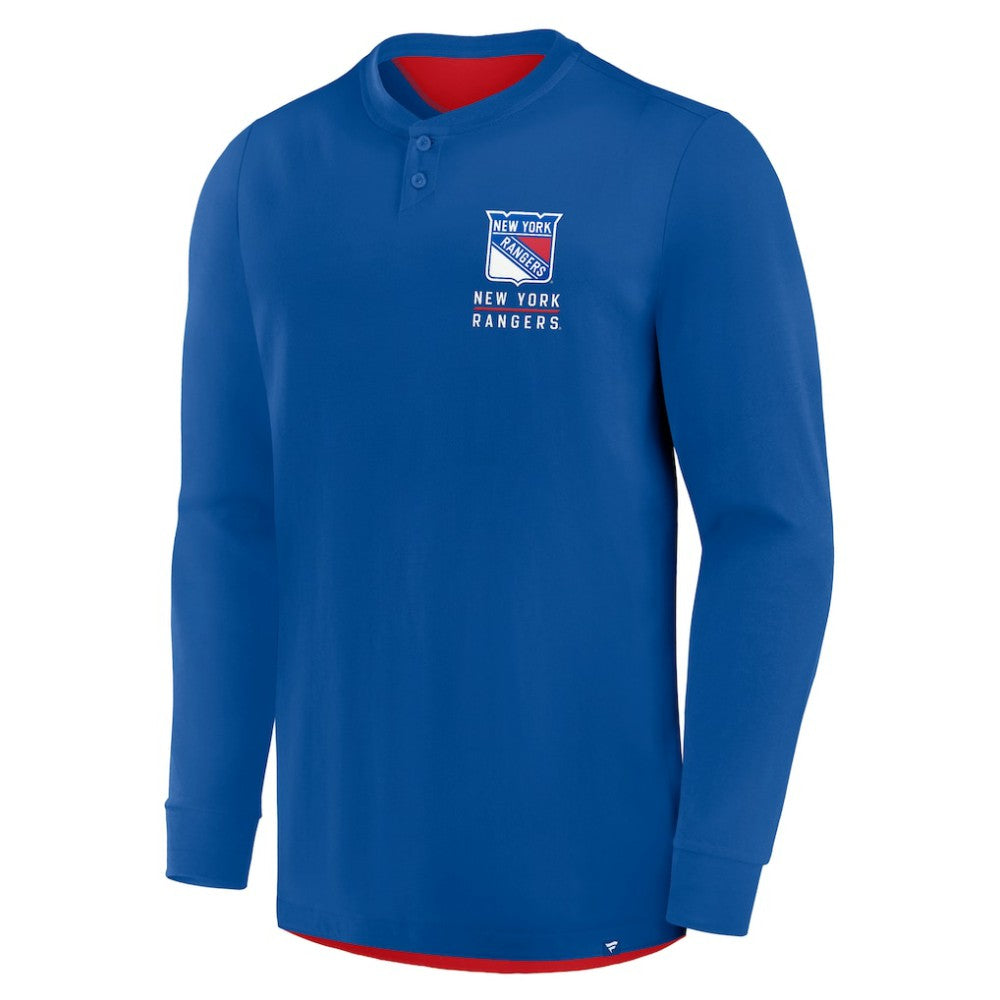 NHL New York Rangers Fanatics Adrenaline Push Long Sleeve Henley Shirt