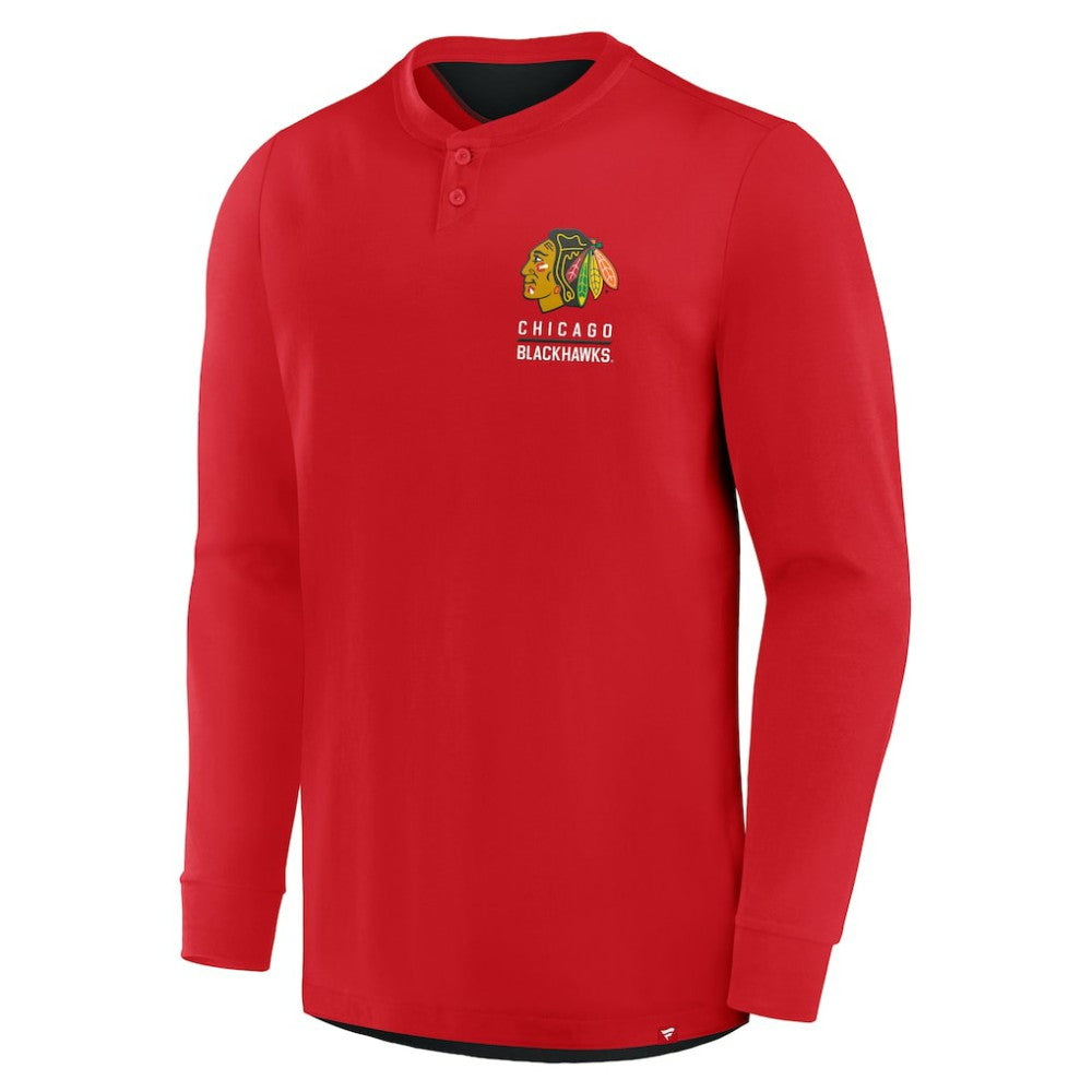 NHL Chicago Blackhawks Fanatics Adrenaline Push Long Sleeve Henley Shirt