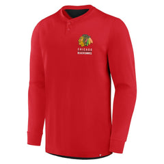 NHL Chicago Blackhawks Fanatics Adrenaline Push Long Sleeve Henley Shirt