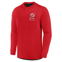 NHL New Jersey Devils Fanatics Adrenaline Push Long Sleeve Henley Shirt
