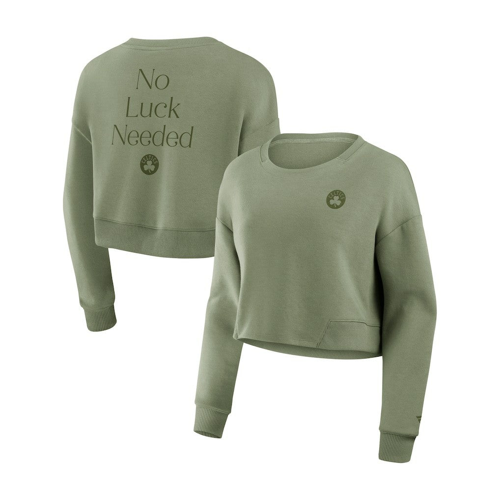Fanatics Boston Celtics Women's Studio Tri-Blend Cropped Pullover Sweatshirt