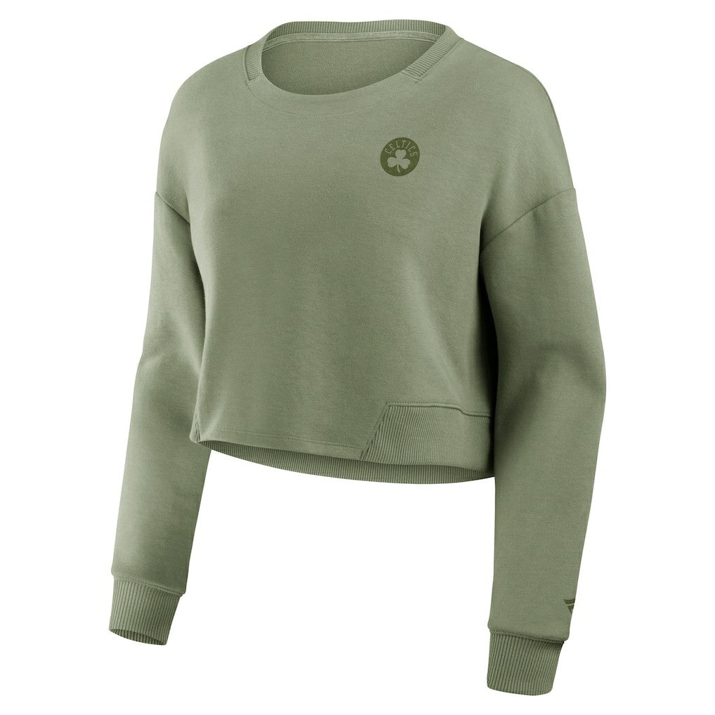 Fanatics Boston Celtics Women's Studio Tri-Blend Cropped Pullover Sweatshirt