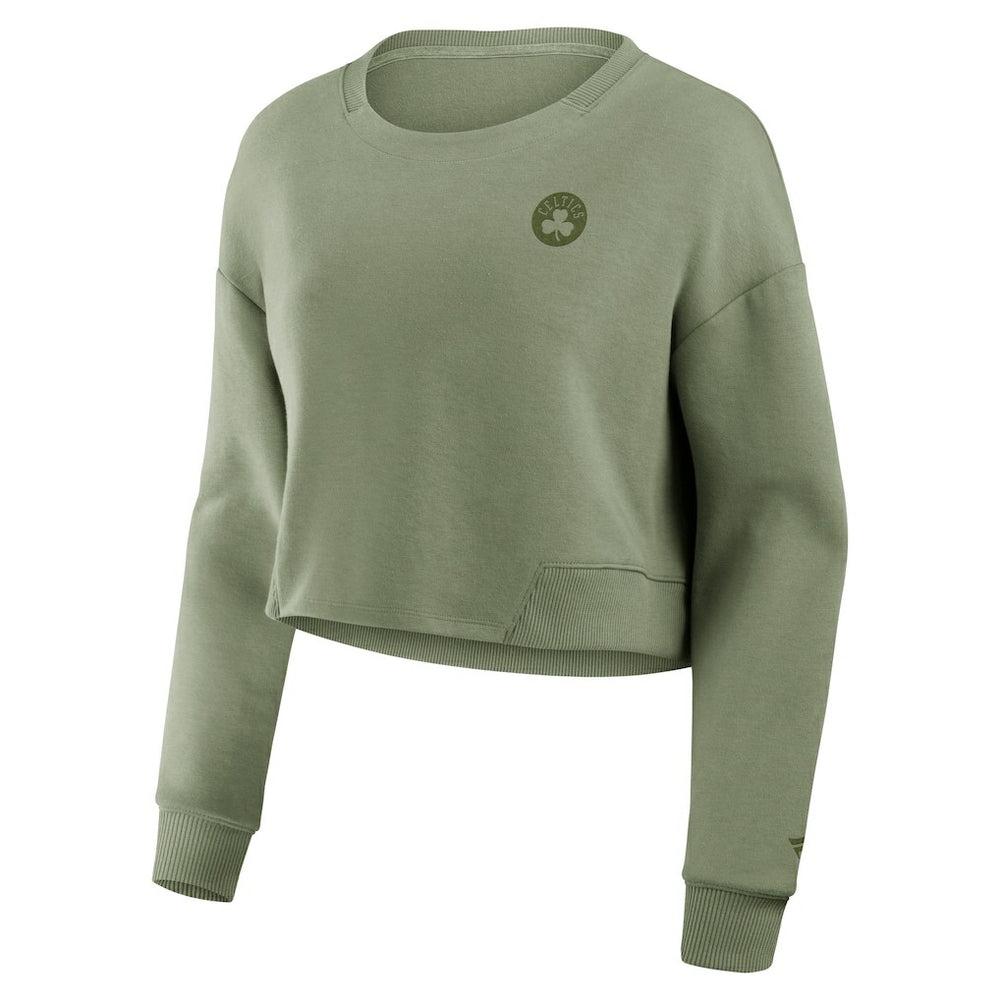 Fanatics Boston Celtics Women's Studio Tri-Blend Cropped Pullover Sweatshirt