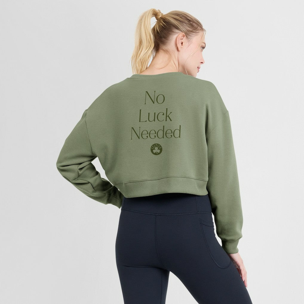 Fanatics Boston Celtics Women's Studio Tri-Blend Cropped Pullover Sweatshirt