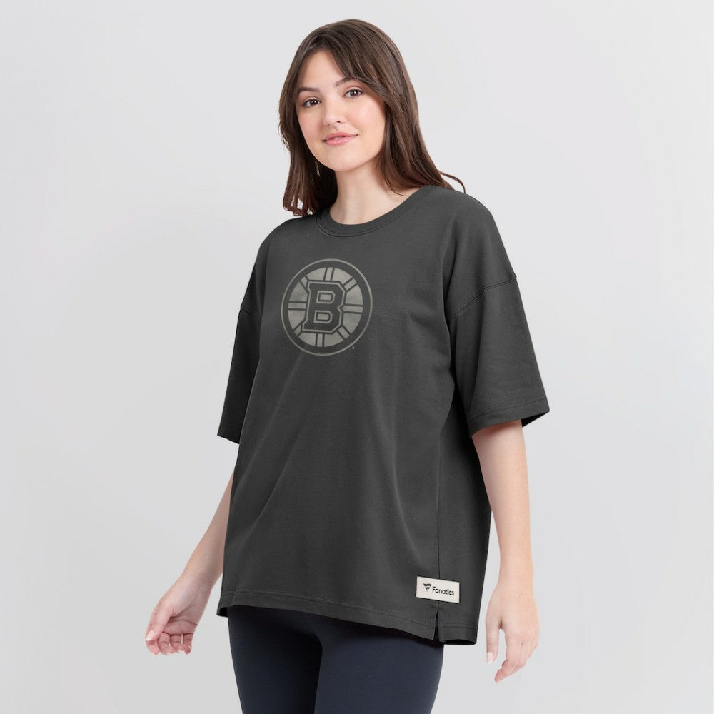 NHL Boston Bruins Fanatics Women's Oversized Elements Raw Edge Future Ground T-Shirt