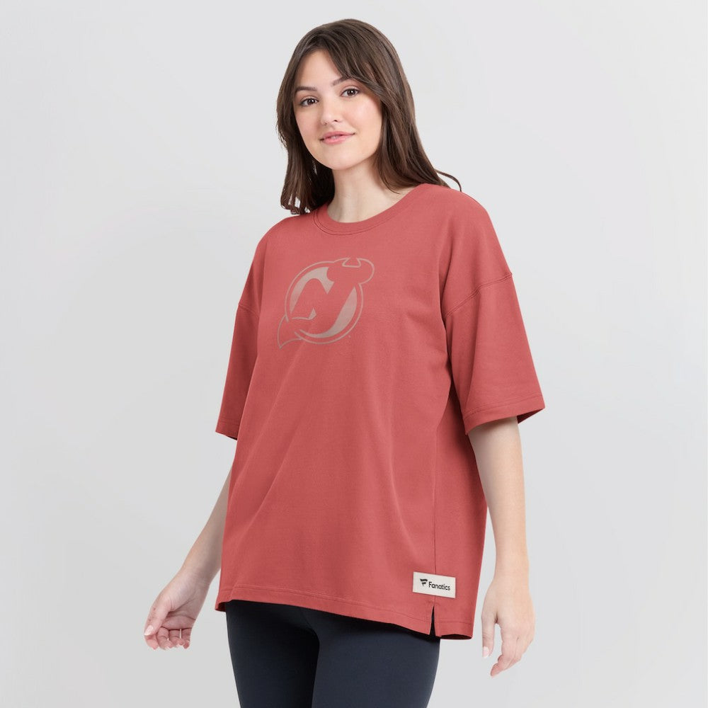 NHL New Jersey Devils Fanatics Women's Oversized Elements Raw Edge Future Ground T-Shirt