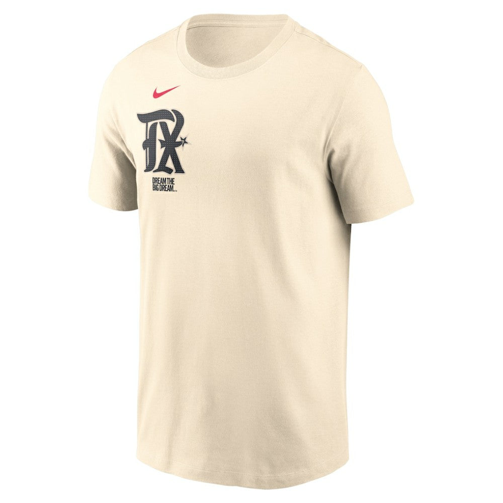 Natural Texas Rangers Nike City Connect Fuse Name & Number T-Shirt