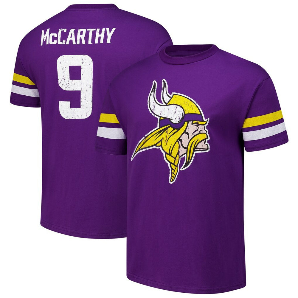 J.J. McCarthy  Majestic Threads Name & Number Oversized Fit T-Shirt - Minnesota Vikings T-shirts