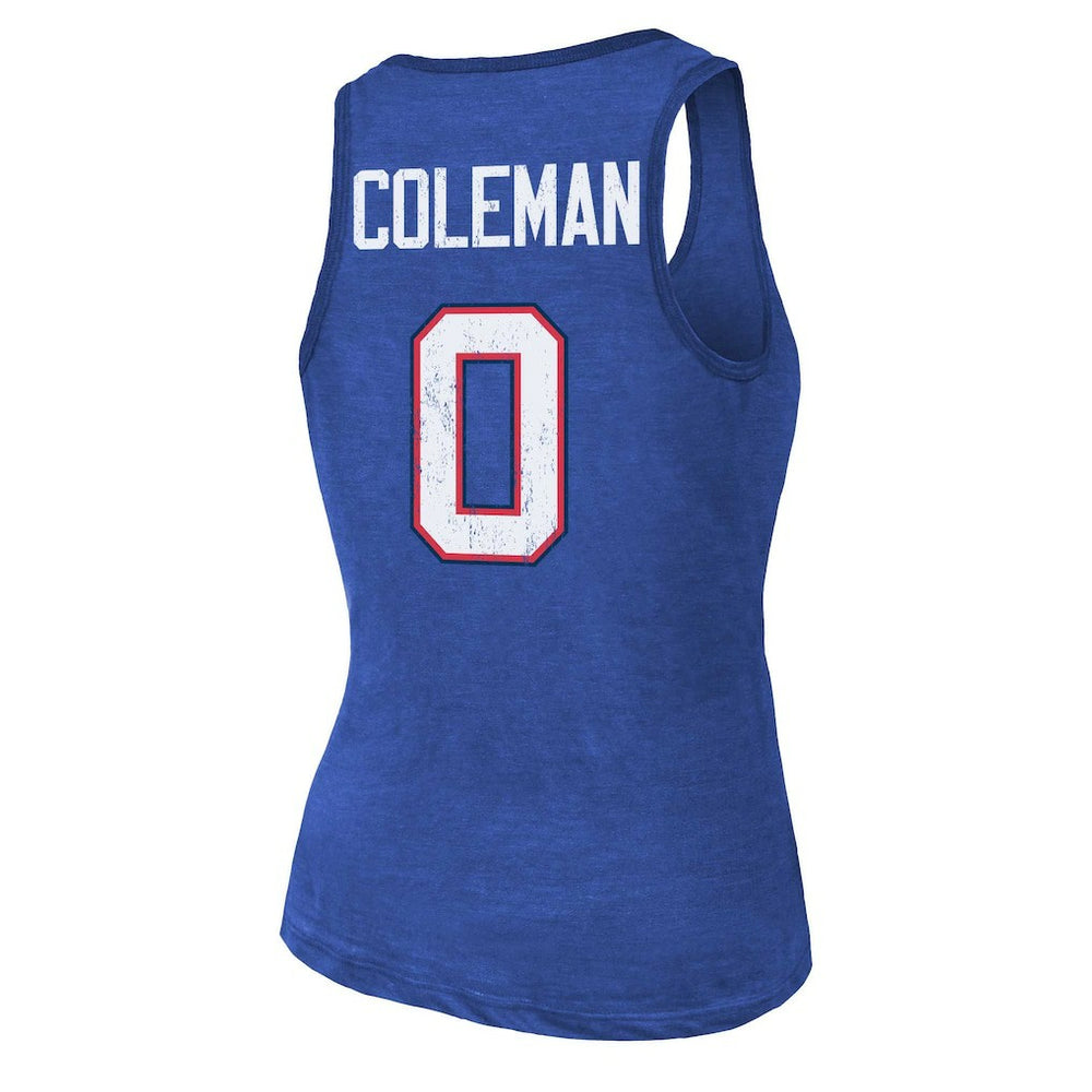Keon Coleman  Majestic Threads Women's Name & Number Tri-Blend Scoop Neck Tank Top - Buffalo Bills Tops